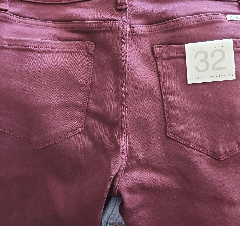 Women's Burgundy Skinny Pants - Picture 3 of 4